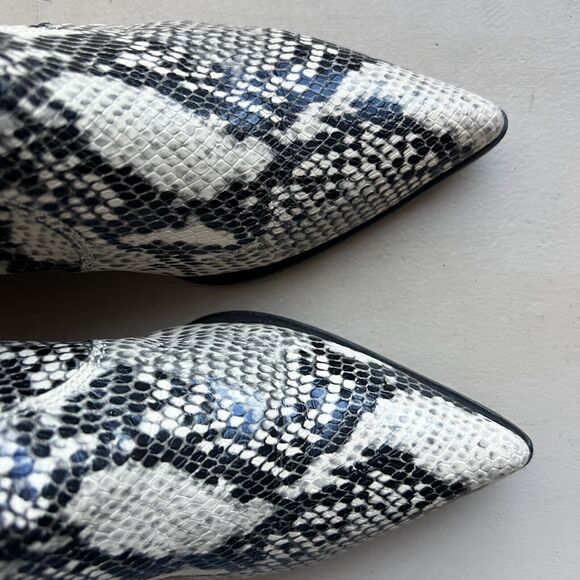 Paige Willa Cream & Black Snake Skin Print Leather Western Cowgirl Ankle Boot 9 - Picture 8 of 16